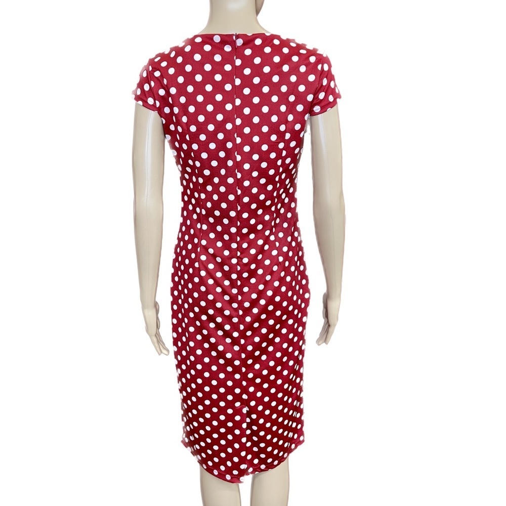 Vintage 90's Retro Red and White Polka Dot Button Dress Size XL - Picture 5 of 6